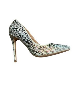 Azalea Wang Glamour Girl Rhinestone Pumps Size 7 White Rainbow Ombre Heels